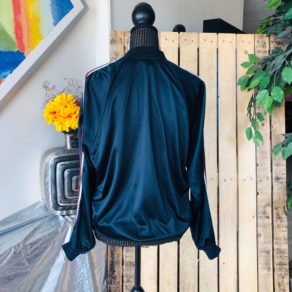 Pierre Cardin Women’s Jacket Black w. Red & White Stripes Vintage / Retro Sz. M - Picture 3 of 10